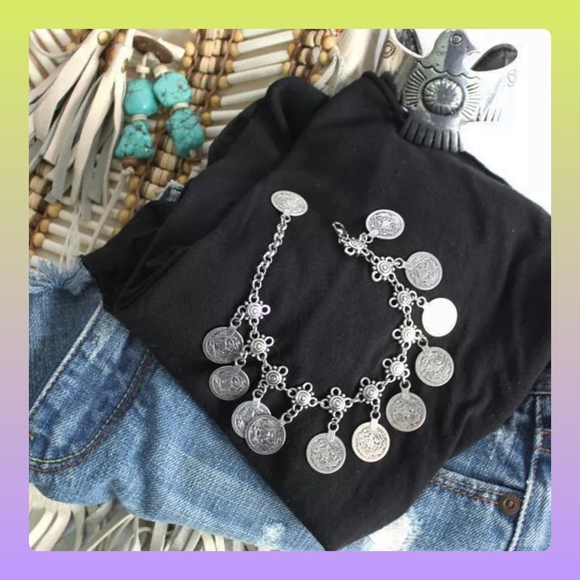 5/25 bohemian silver coin anklet silver unique. Brand new in original package - Picture 3 of 12